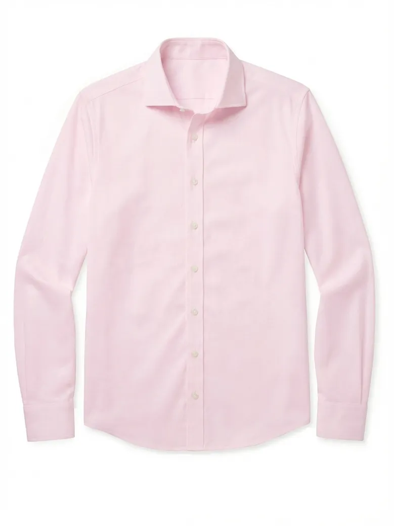 Chemise en popeline unie rose pâle facile à repasser