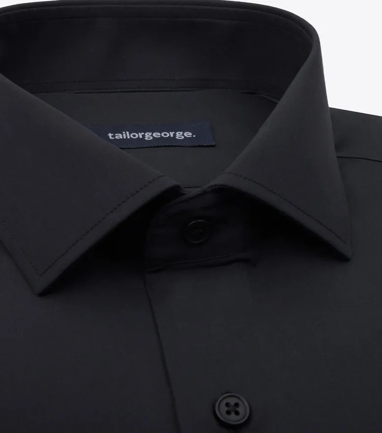 Chemise en popeline unie noire facile à repasser