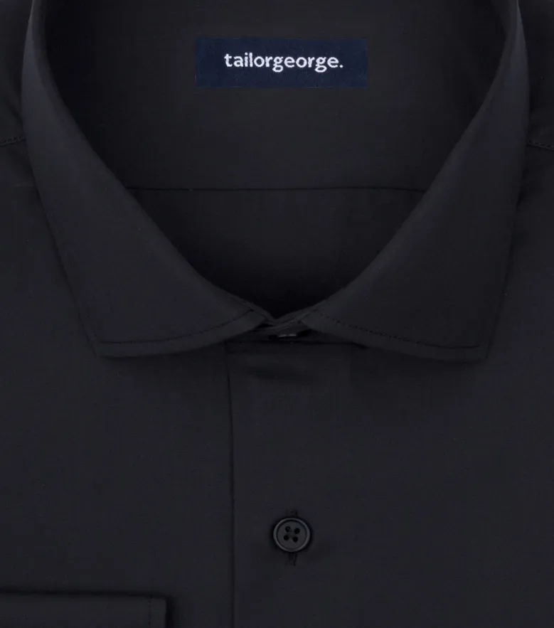 Chemise en popeline unie noire facile à repasser