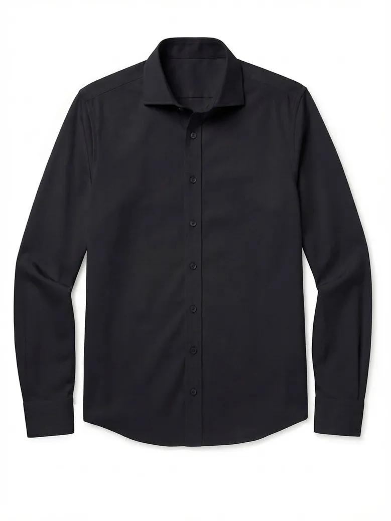 Chemise en popeline unie noire facile à repasser