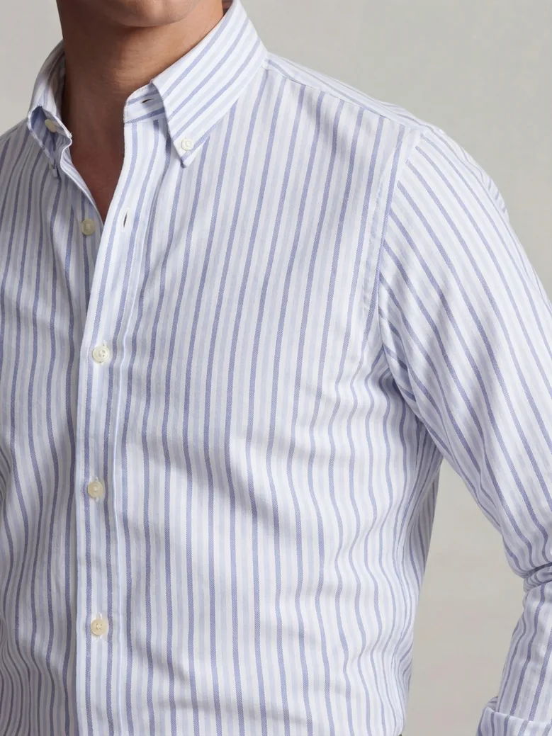 Chemise en Oxford américain épais à rayures bleu ciel