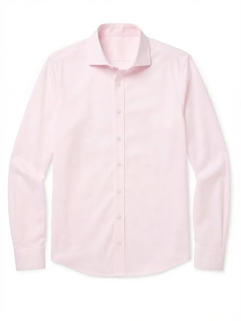 Chemise en popeline unie rose pâle facile à repasser