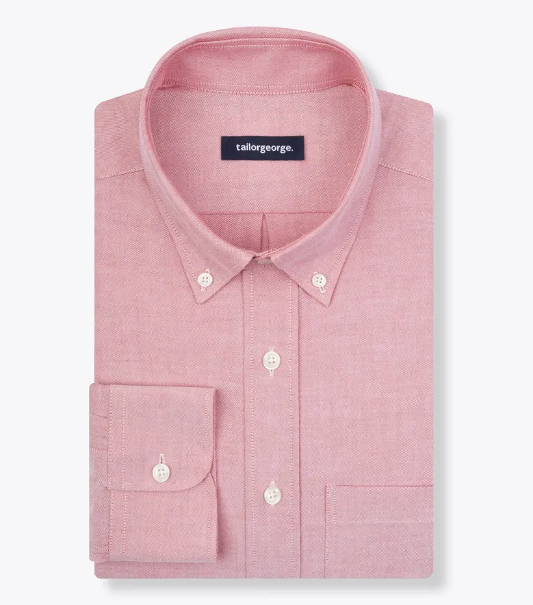 Chemise en Oxford américain épais uni rouge corail