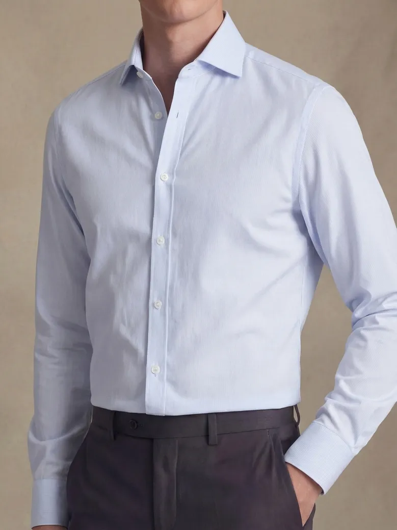 Chemise en twill à rayures bleu ciel