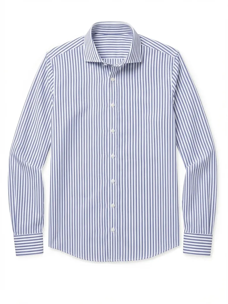 Chemise en popeline à rayures bleues facile à repasser