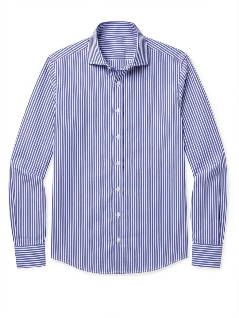 Chemise en popeline à rayures bleu roi facile à repasser