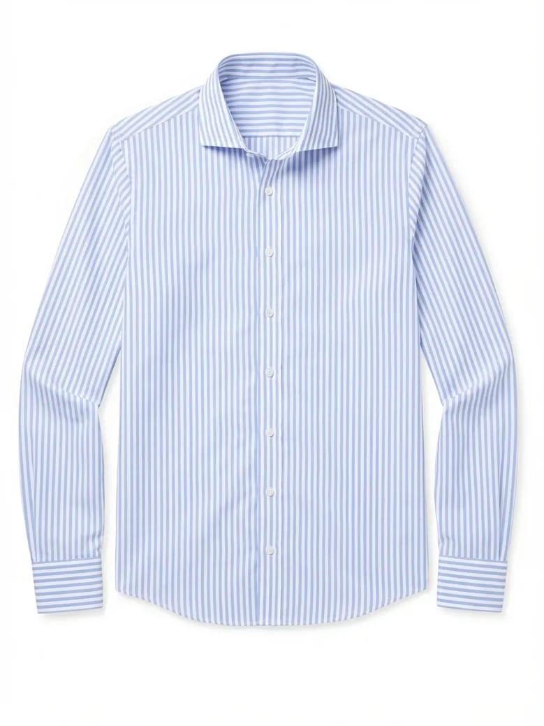 Chemise en popeline à rayures bleu ciel facile à repasser