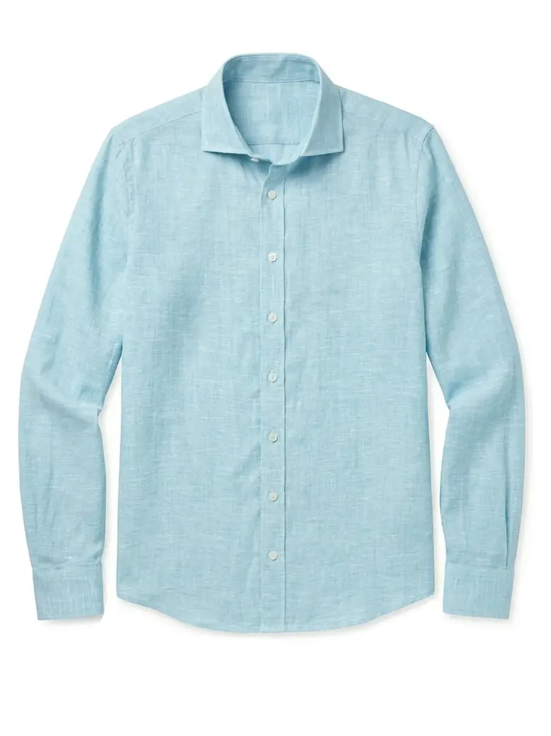 Chemise en Lin uni bleu turquoise