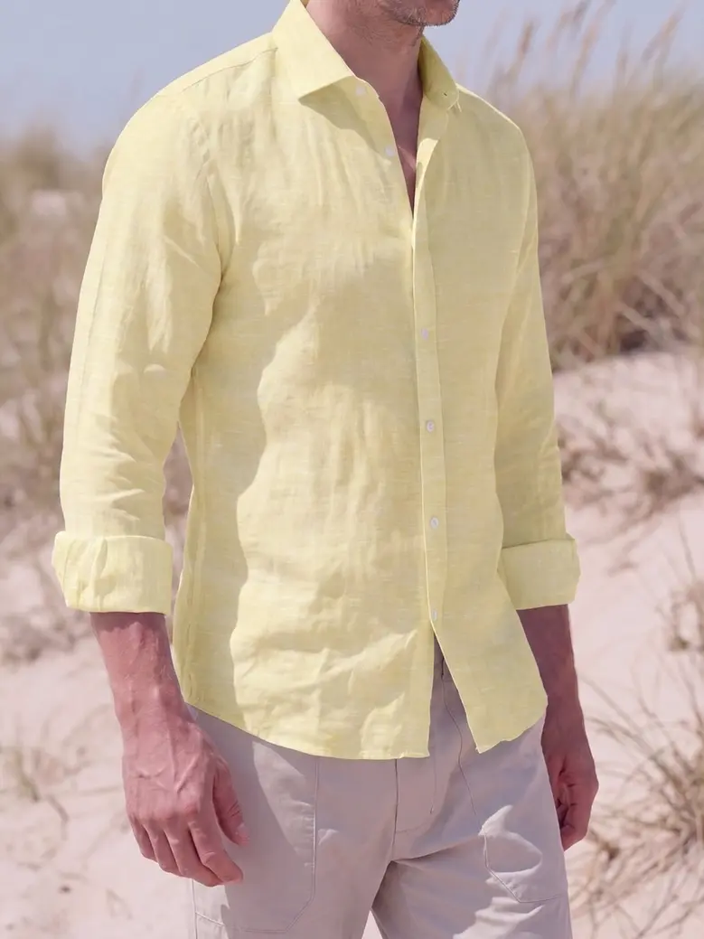 Chemise en Lin uni Jaune