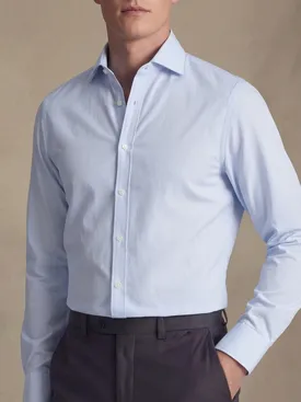 Camicia in popeline a righe azzurre facili da stirare