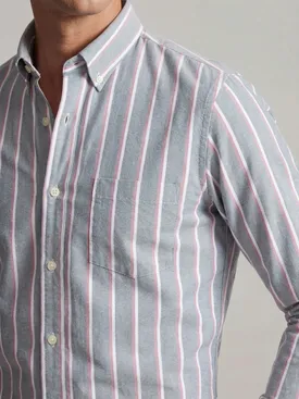 Camicia Oxford americana pesante a righe grigio chiaro